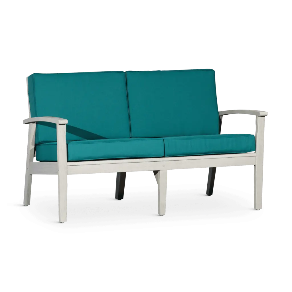 Eucalyptus Loveseat Cushions Driftwood Gray Finish Dark Green Cushions Miekor