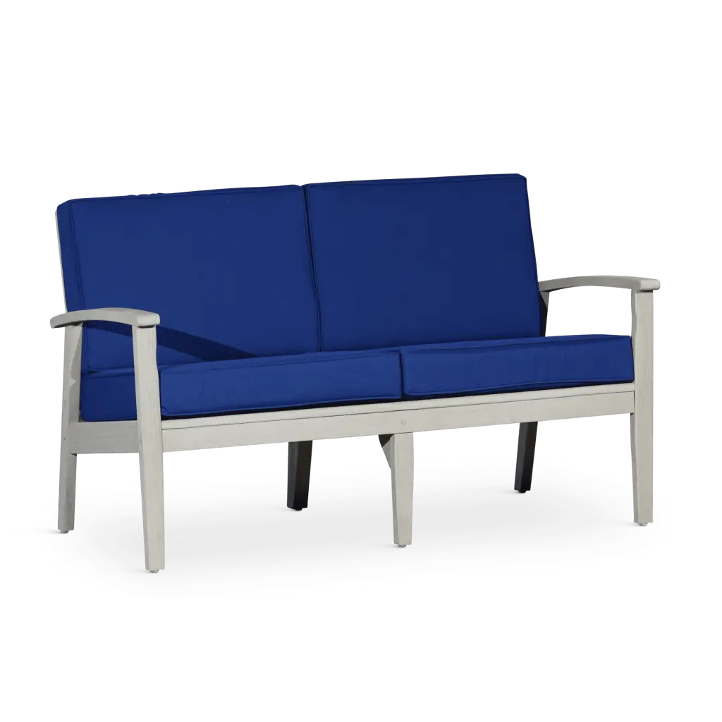 Eucalyptus Loveseat Cushions Driftwood Gray Finish Navy Cushions Miekor
