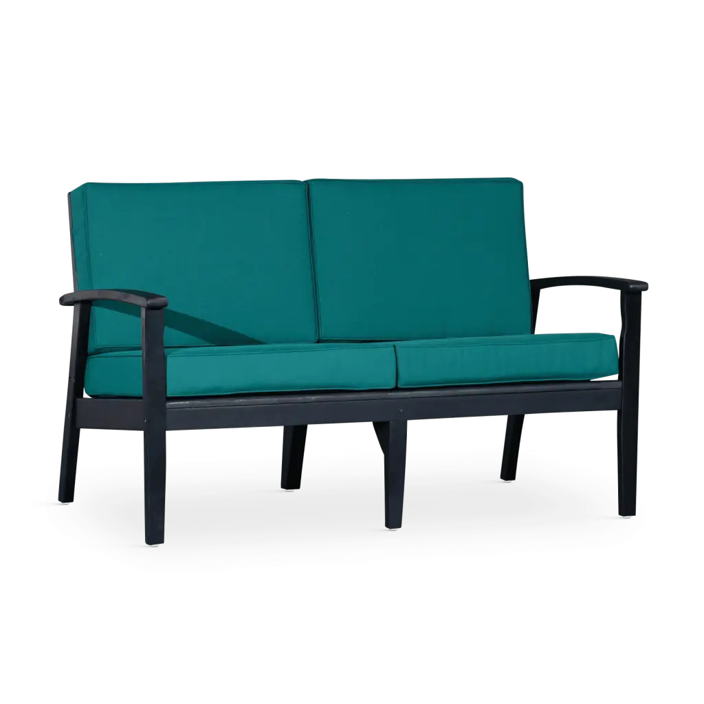 Eucalyptus Loveseat Cushions Espresso Finish and Dark Green Cushions Miekor