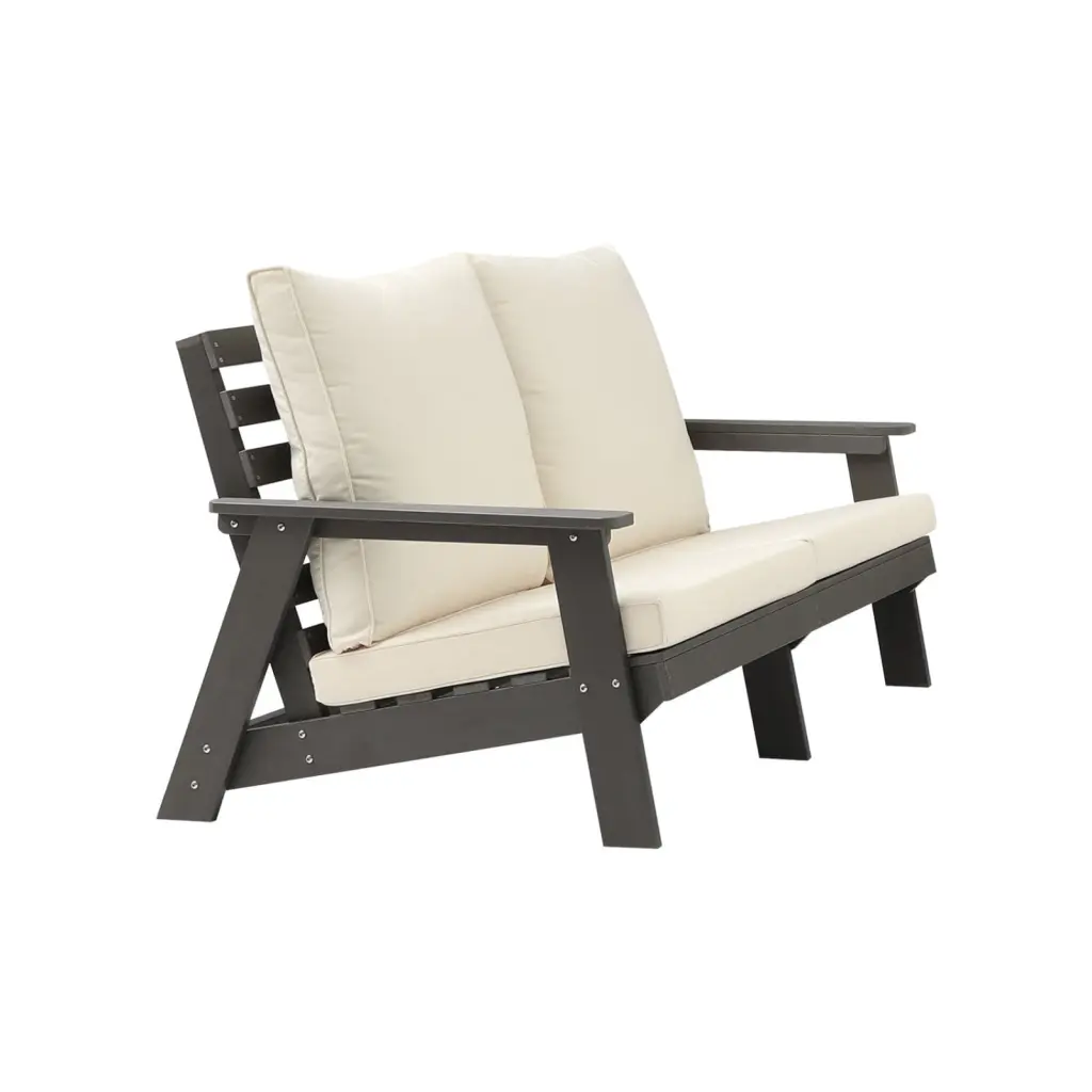 Hiipps Wood Grain Outdoor Garden Loveseat Cushion Grey/Beige Miekor