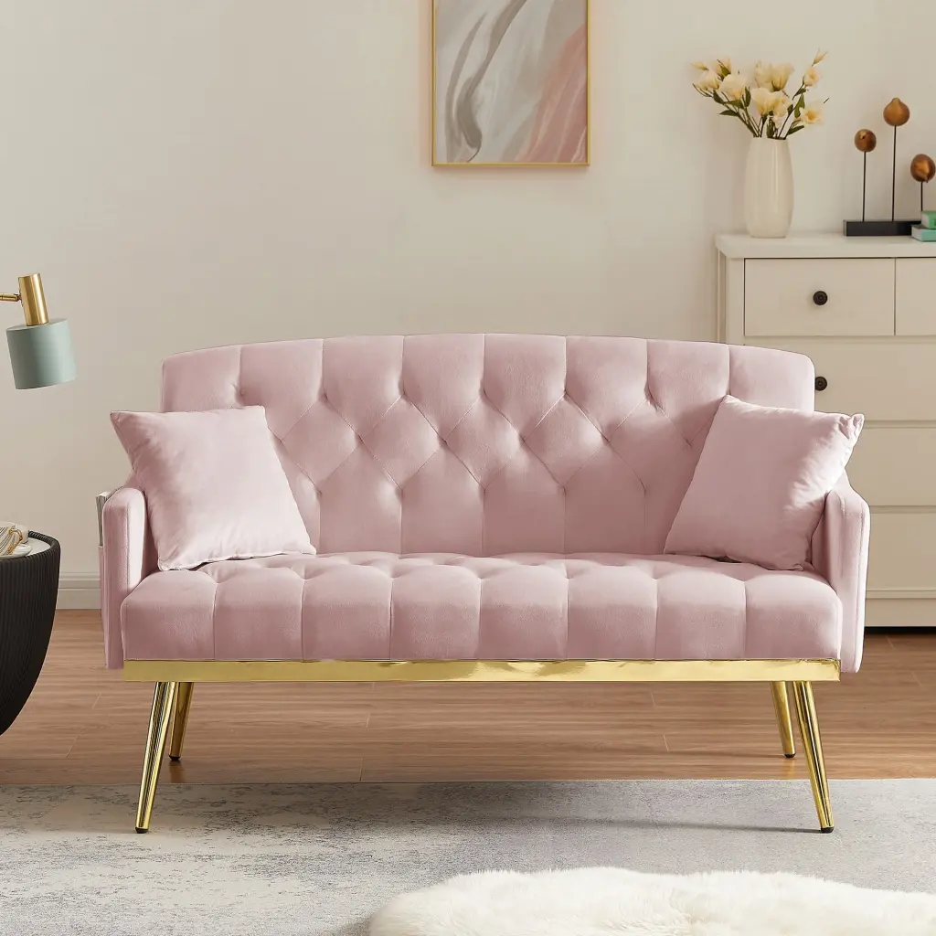 Miekor Furniture Pink Loveseat W4US8559 Modern 2-Seat Couch Living Room