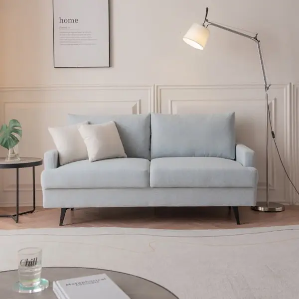 Miekor 64 Inch Fabric Upholstered Loveseat Metal Legs High Resilience Sponge Couch Living Room Bedroom Apartment