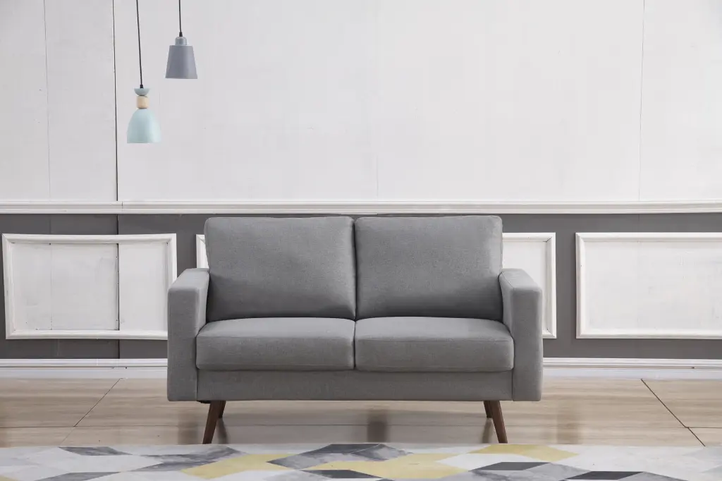 Light Gray Stationary Fabric Basic Loveseat Contemporary Living Room Couch Milton Greens Stars
