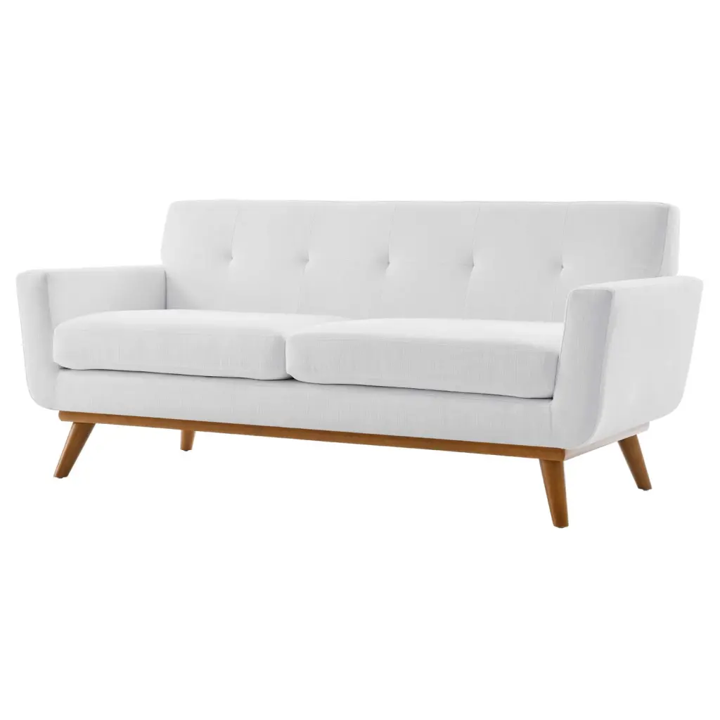Loveseat Sofa Fabric White Modern Contemporary Urban Design Living Lounge Room