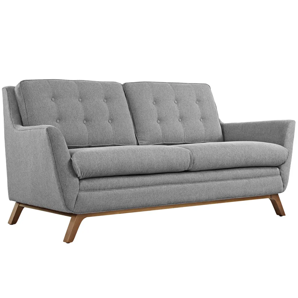 Modern Contemporary Fabric Loveseat Grey Fabric