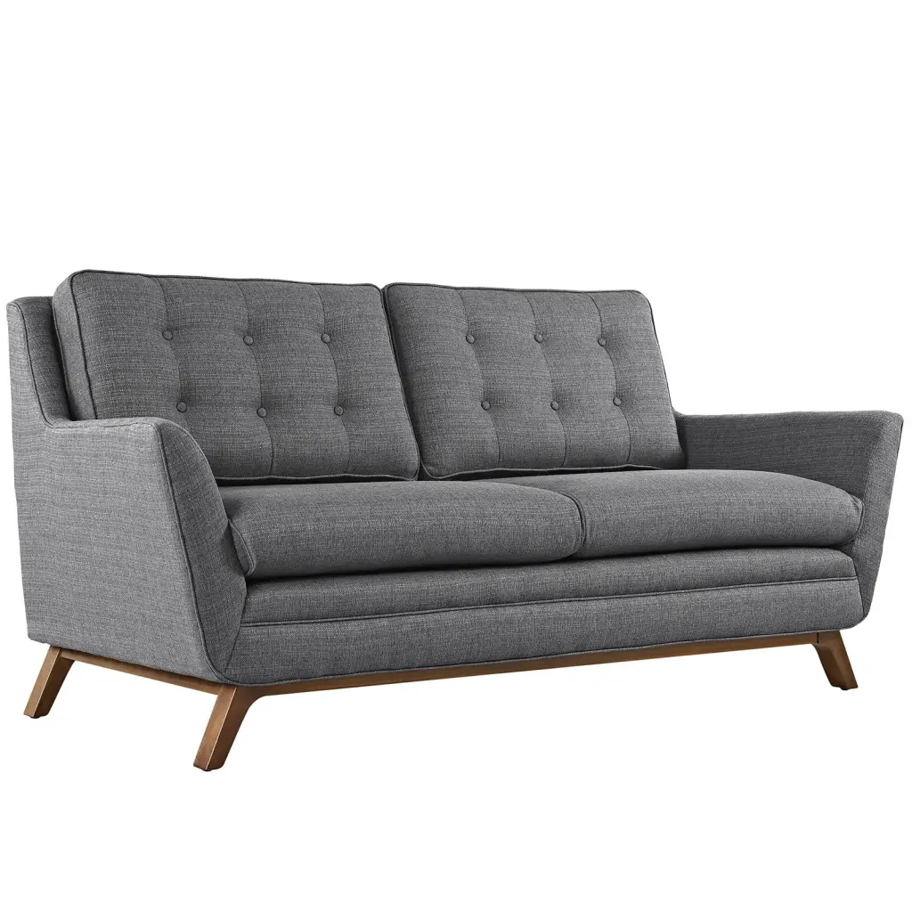 Modern Contemporary Fabric Loveseat Grey - Stylish Small Sofa Living Space