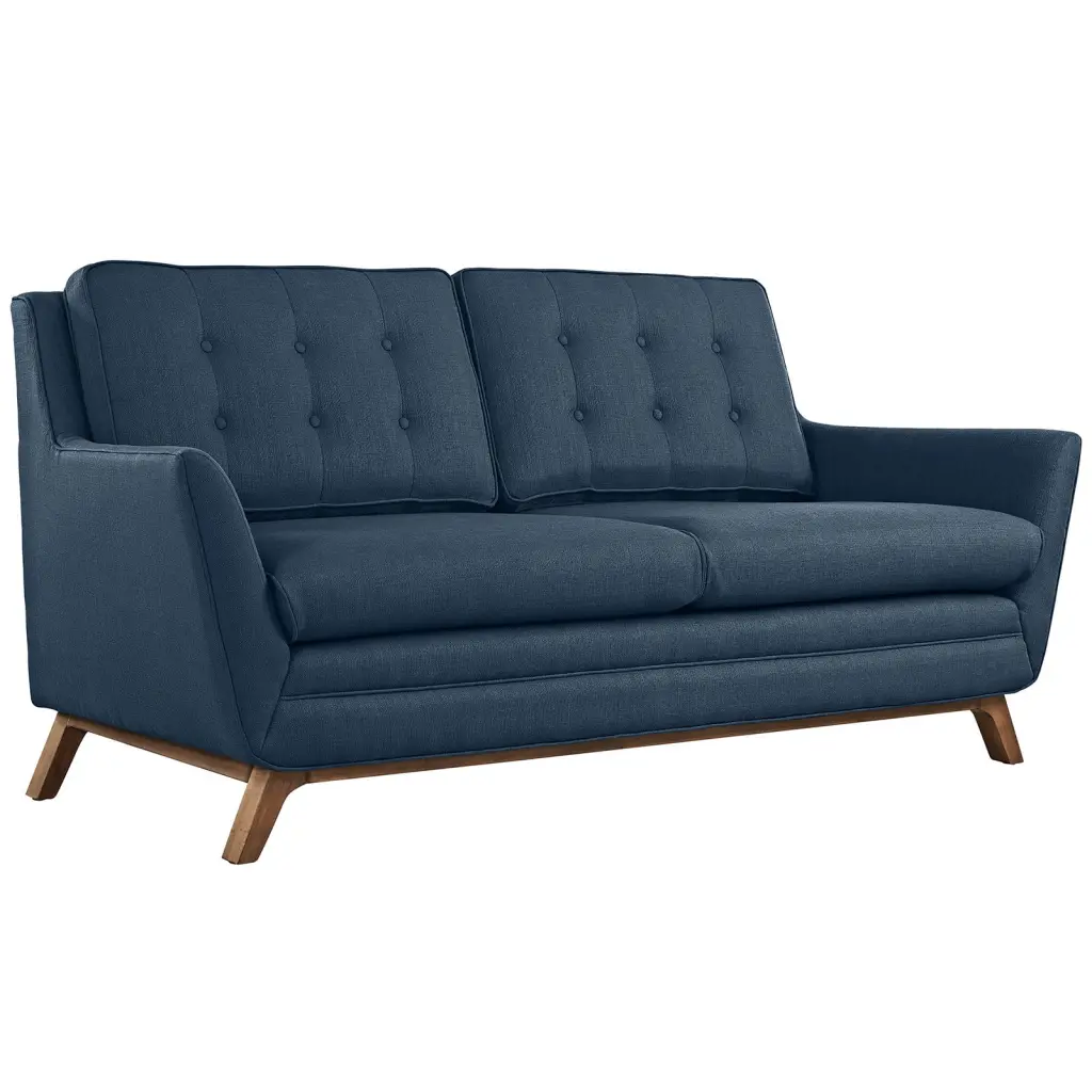 Modern Contemporary Fabric Loveseat Navy - Stylish Small Sofa Living Space
