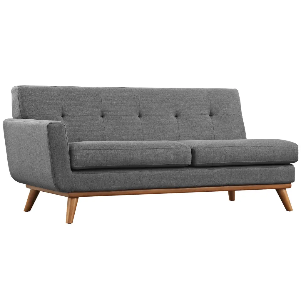 Modern Contemporary Left-Arm Loveseat Grey Fabric - Stylish Living Room Seating