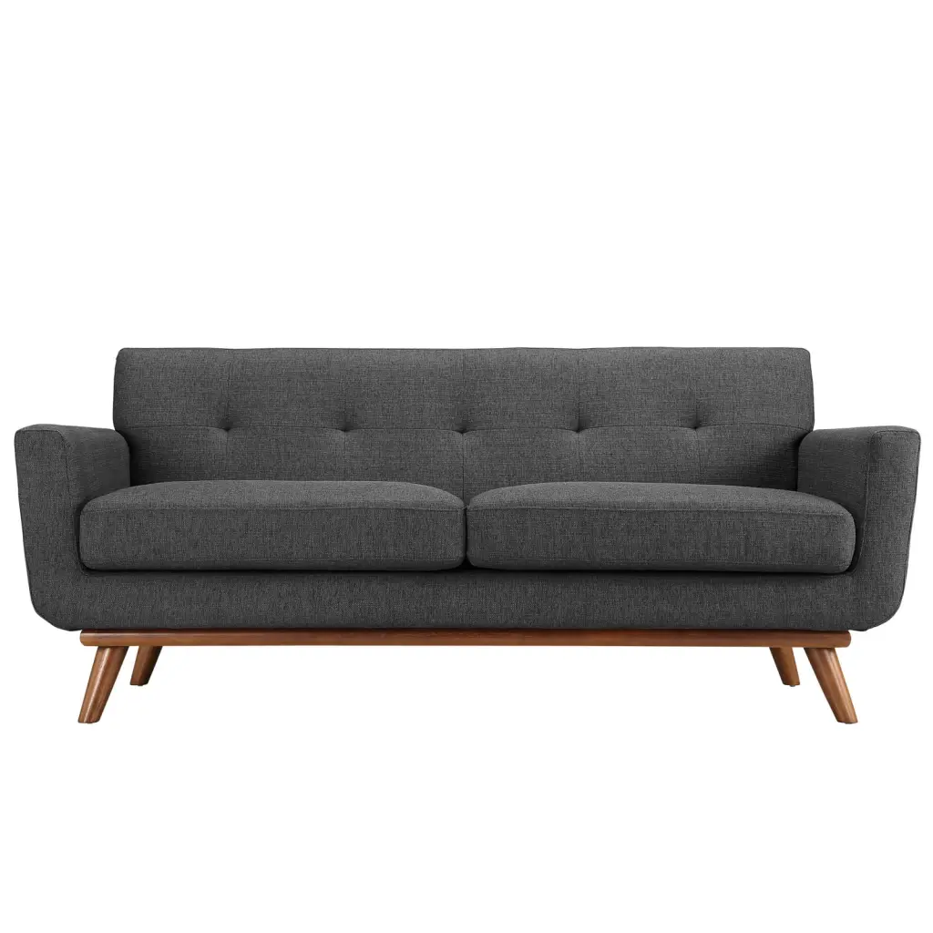 Modern Contemporary Living Room Loveseat Sofa Gray Fabric