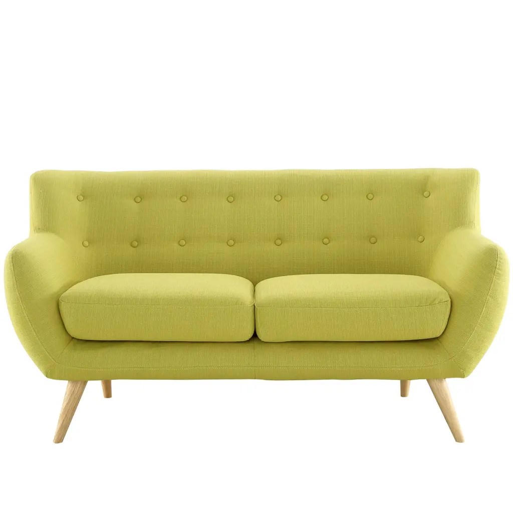 Modern Contemporary Loveseat Green Fabric Sofa Living Room