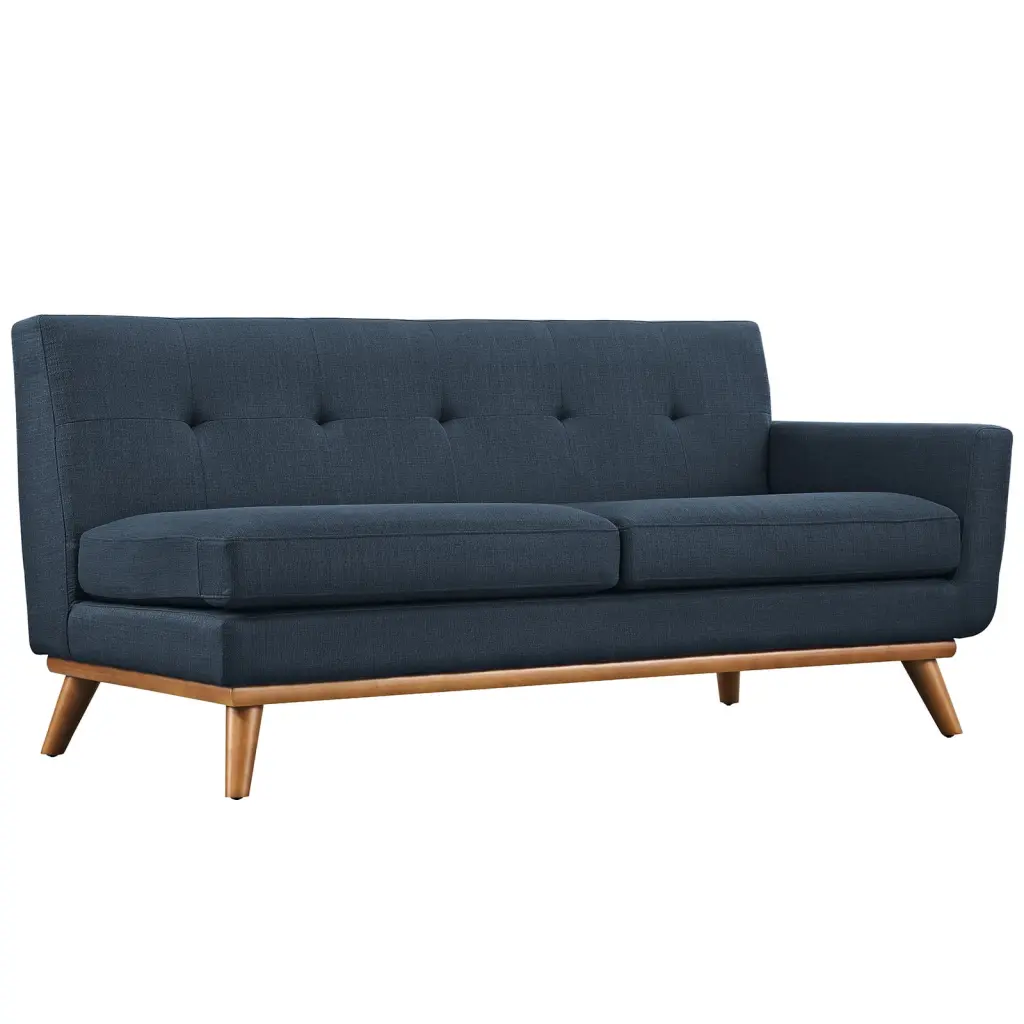 Modern Contemporary Right-Arm Loveseat Navy Fabric Living Room Sofa