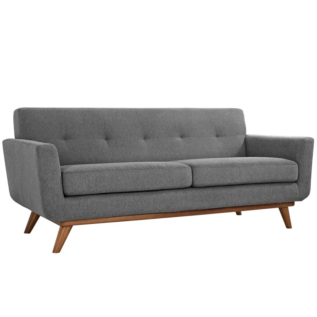 Modern Contemporary Upholstered Grey Fabric Loveseat Living Room