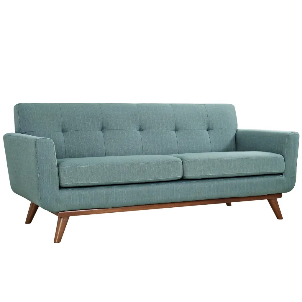 Modern Contemporary Upholstered Loveseat Blue Fabric Living Room