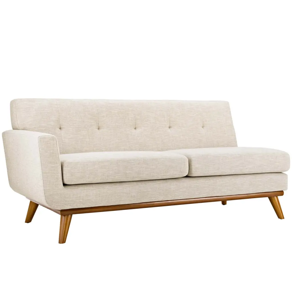 Modern Contemporary Urban Design Living Room Lounge Club Left Hand Arm Loveseat Sofa Beige Fabric