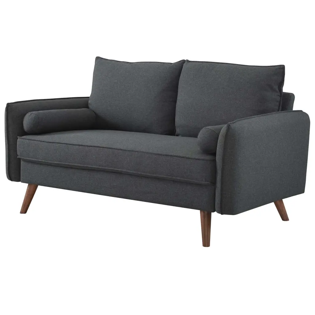 Modern Contemporary Urban Design Loveseat Sofa Gray Fabric - Living Room Lounge Furniture