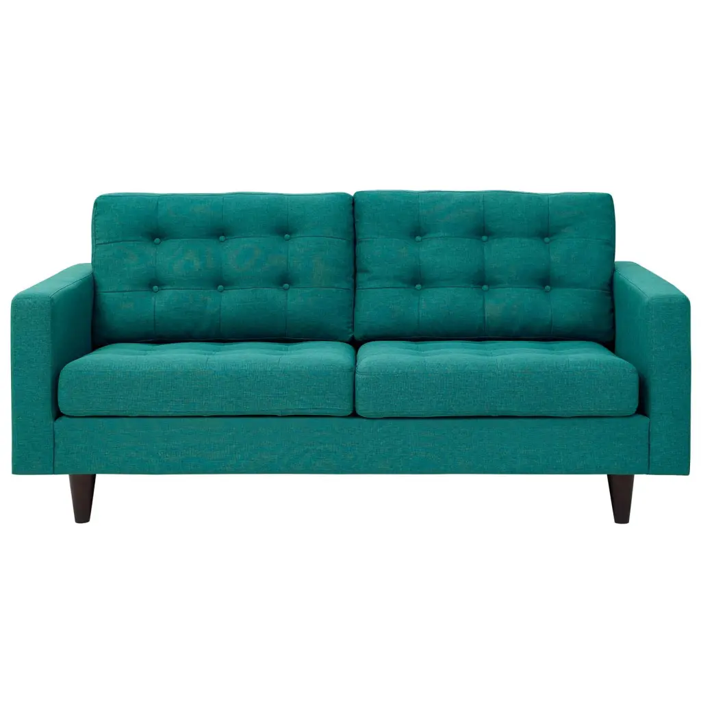 Modern Urban Design Aqua Blue Fabric Loveseat Sofa Living Room Lounge Club Lobby