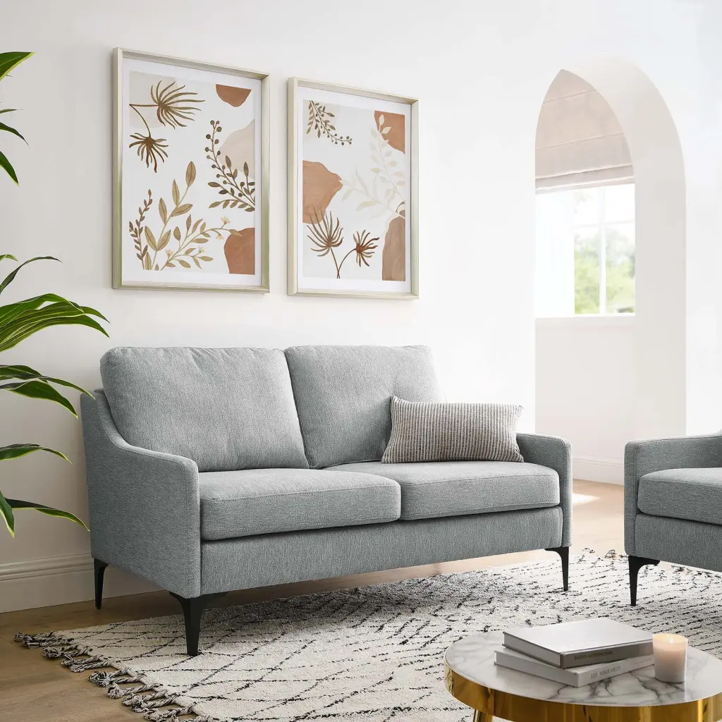 Modway Corland Upholstered Fabric Loveseat Light Gray