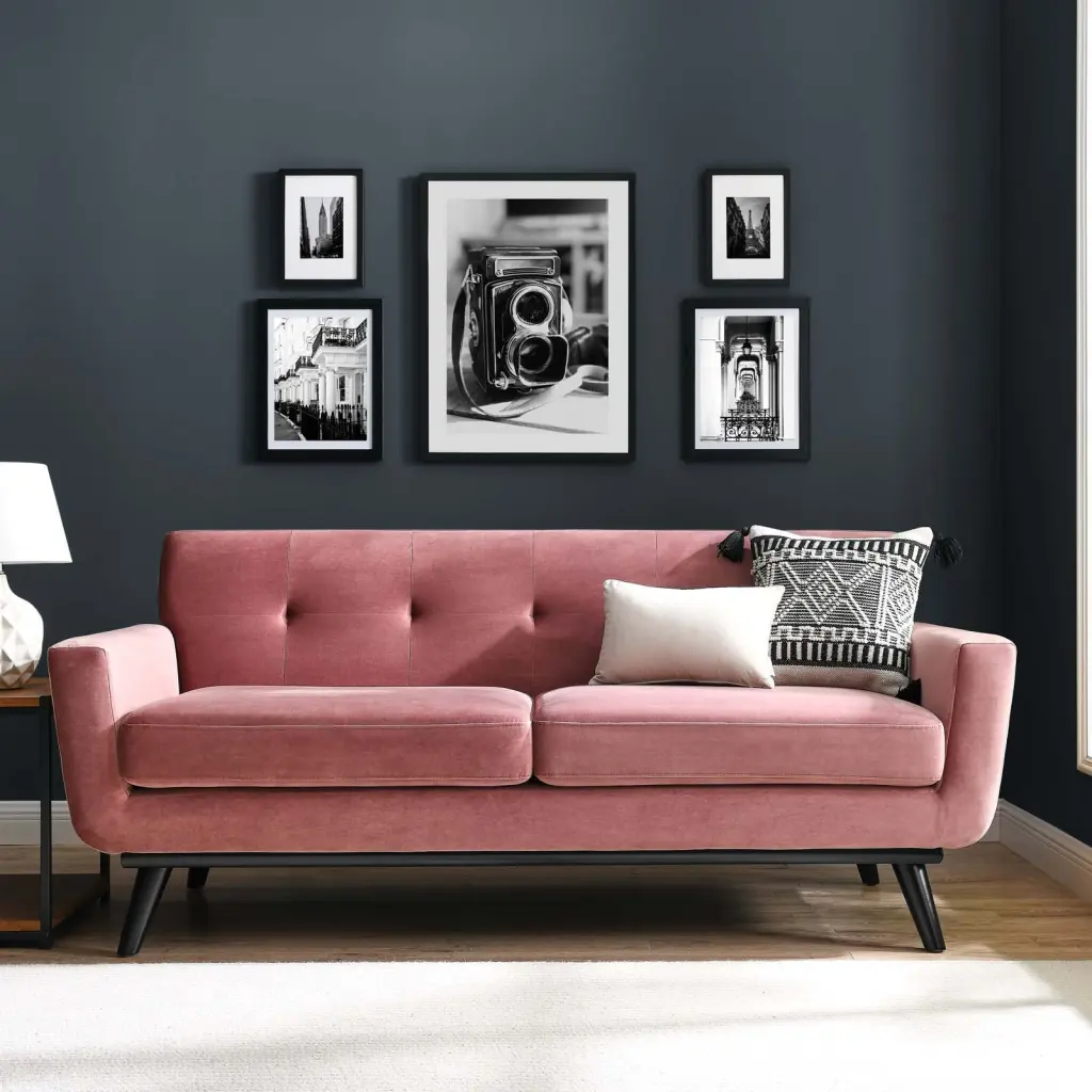 Modway Engage Performance Velvet Loveseat Dusty Rose - Luxurious 2-Seater Sofa Living Room