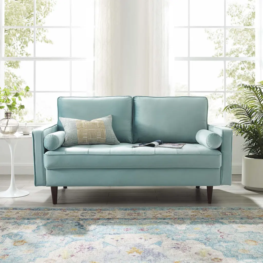 Modway Valour Performance Velvet Loveseat Mint Contemporary Living Room Sofa