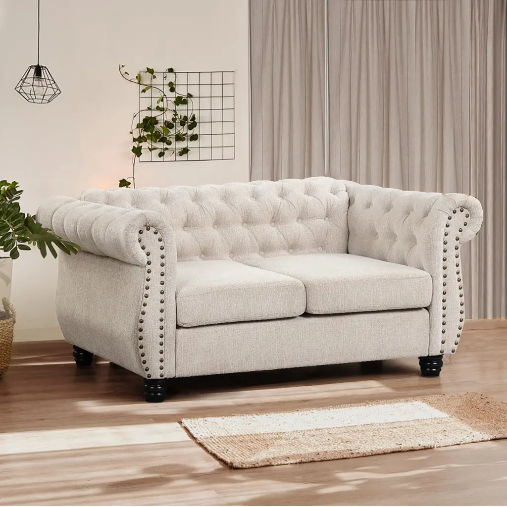 Morden Fort Loveseat Tufted Upholstered Chesterfield Two-seater Sofa Couch Living Room