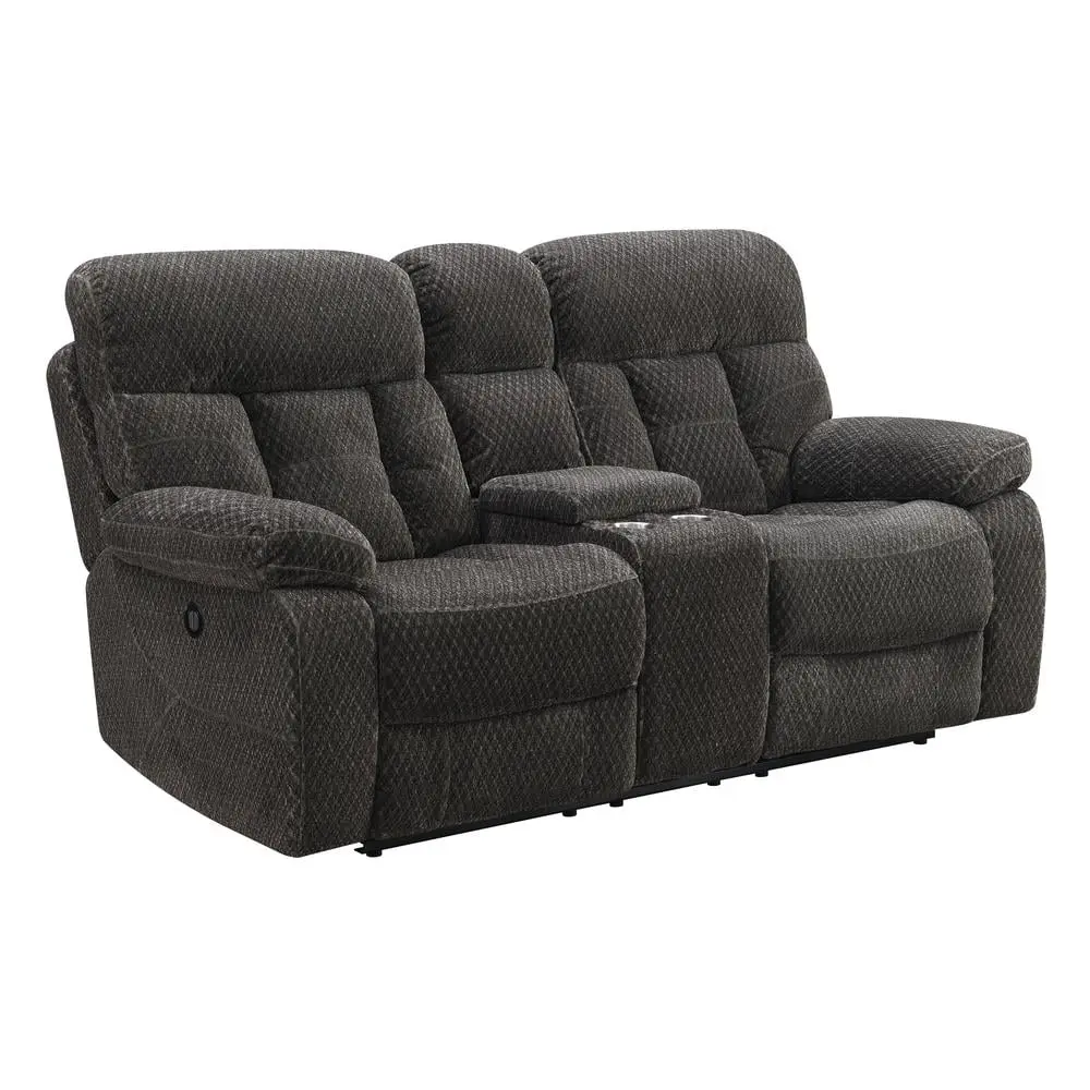 New Classic Furniture Bravo Polyester Fabric Power Console Loveseat Charcoal