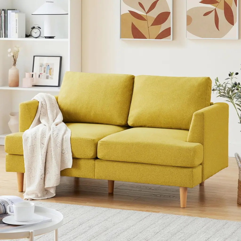 Loveseat Sofa 65 Small Couches Small Spaces 2-Seat Upholstered Cushion Mid Century Modern None