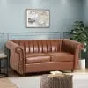 Loveseat Velvet Upholstery and Wood Legs Mid-Century Style OMCCHK