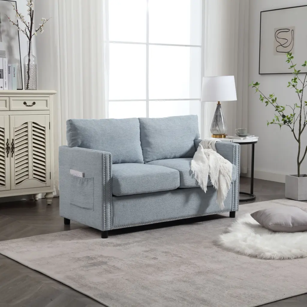 United Modern Chenille Fabric 2-Seat Loveseat Sofa Contemporary Living OMCCHK