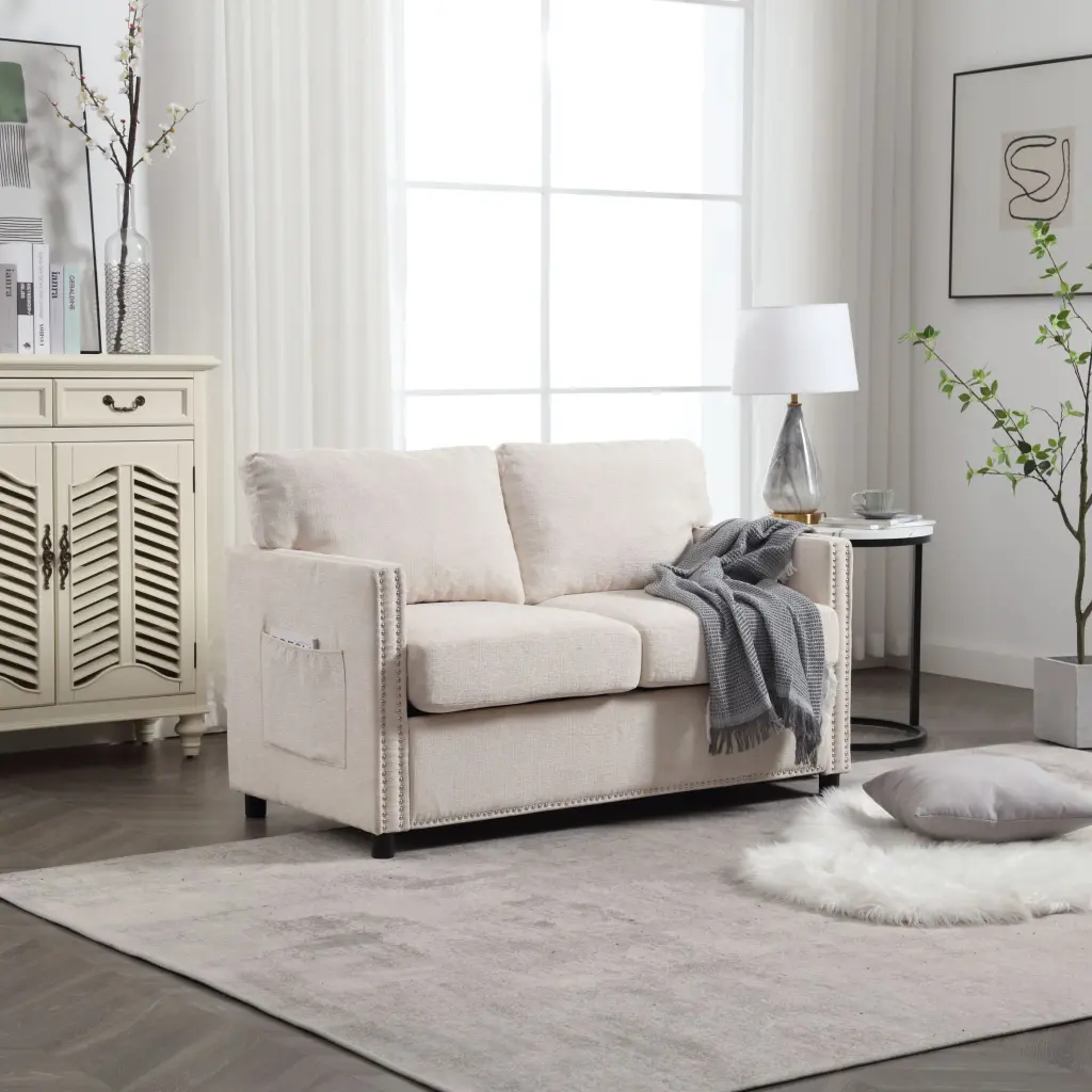United Modern Chenille Fabric Upholstered Loveseat Sofa Home Office OMCCHK