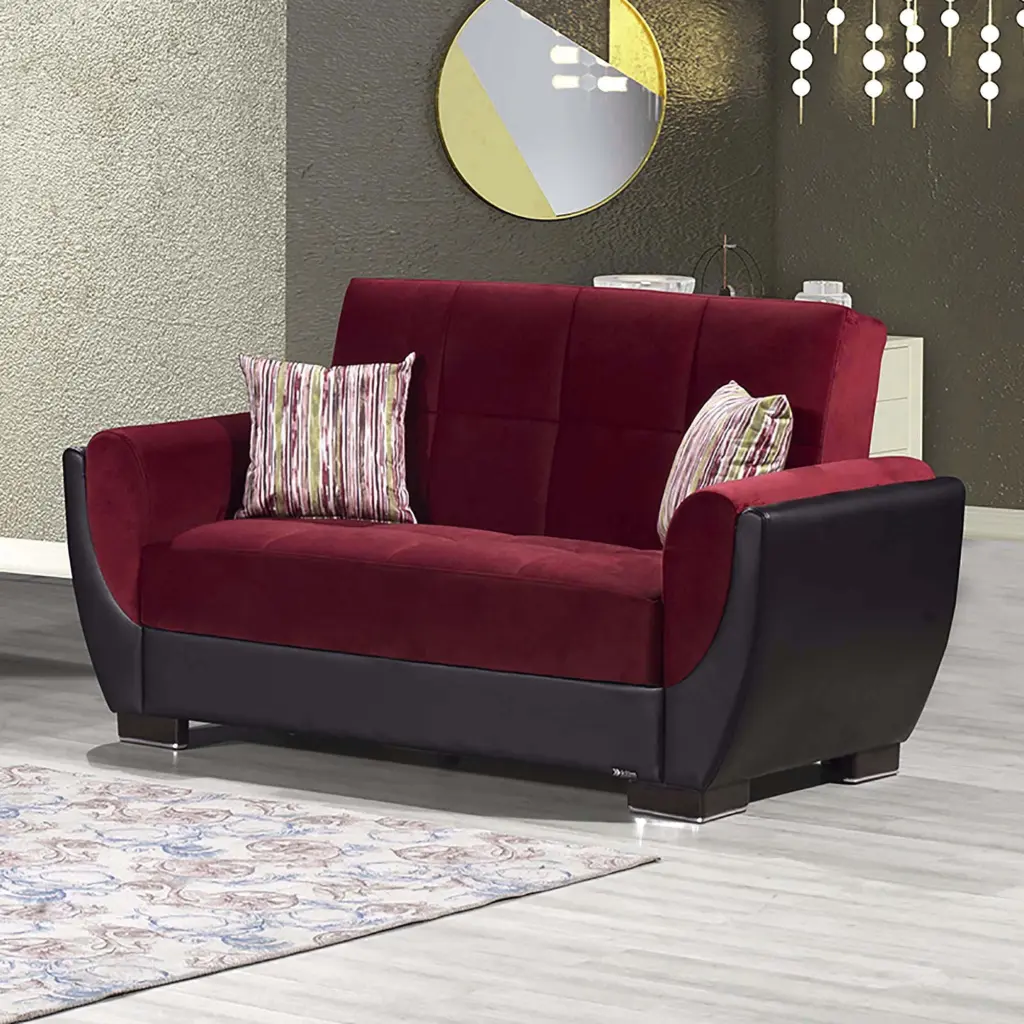 AIR ARMADA LOVESEAT 110 Burgundy - Modern and Comfortable Loveseat Ottomanson
