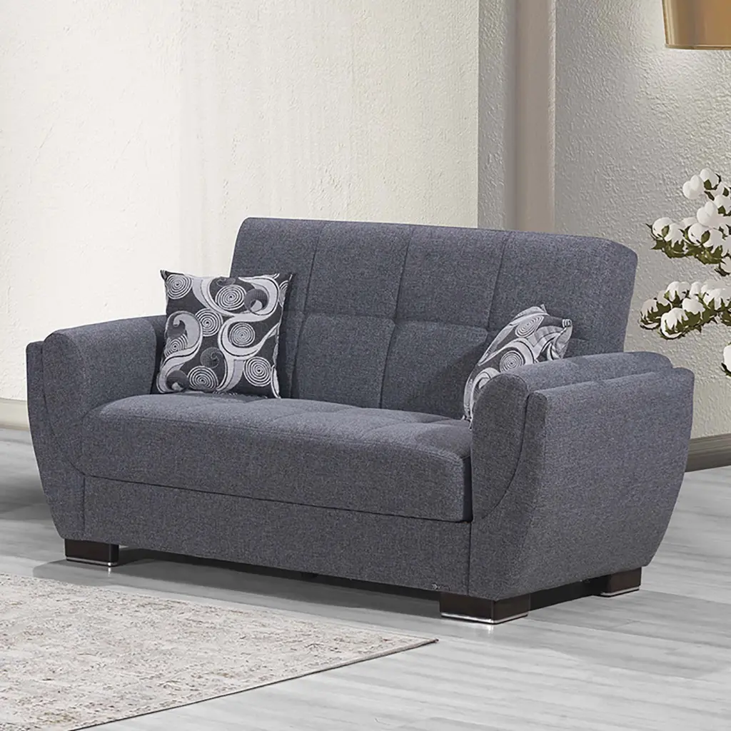 AIR ARMADA Loveseat 113 Gray Modern Living Room Furniture Ottomanson