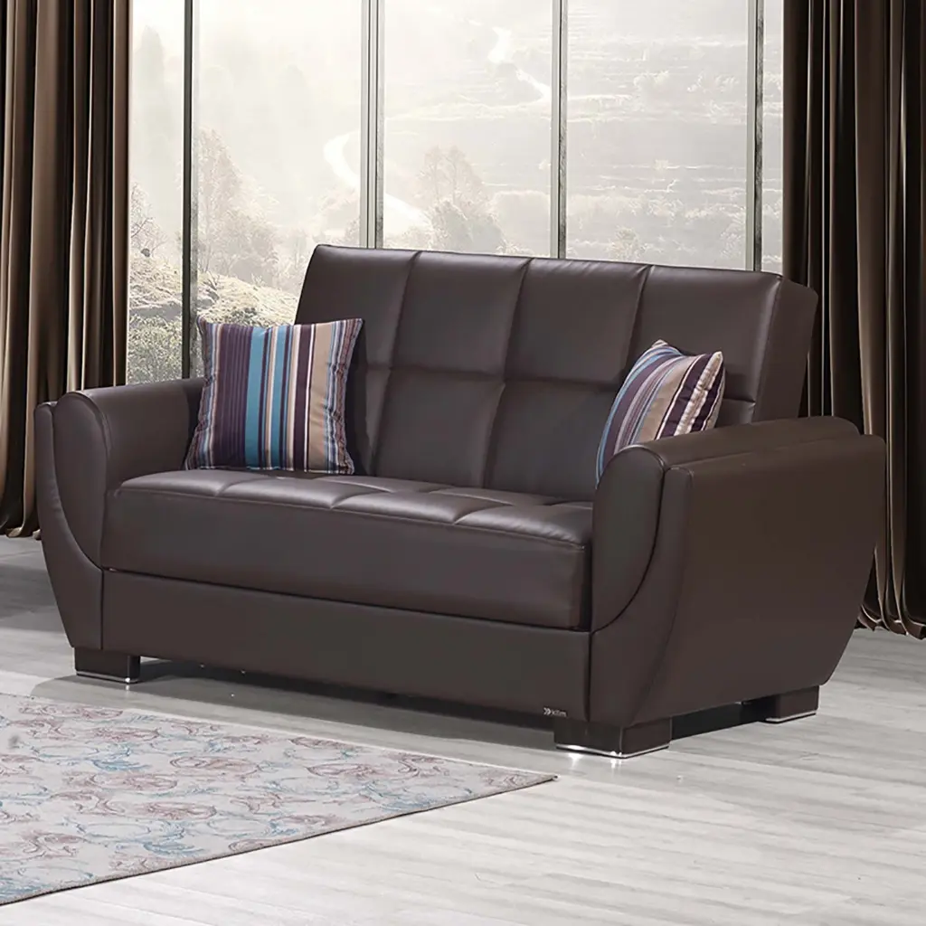 AIR ARMADA LOVESEAT 116 Brown PU Ottomanson