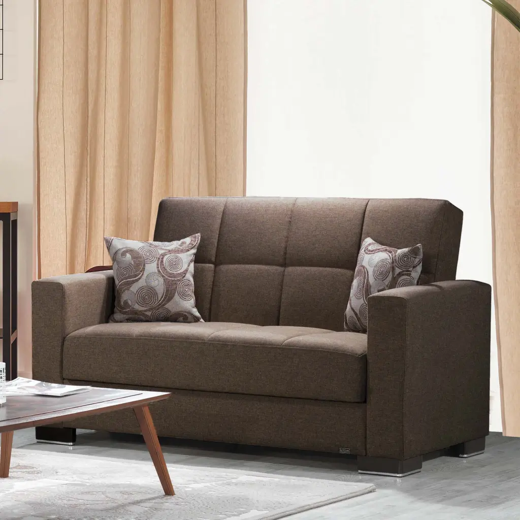 ARMADA LOVESEAT 12 Brown Classic Two-Seater Sofa Ottomanson
