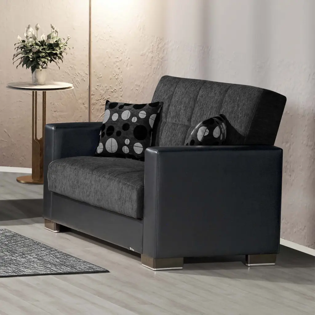 ARMADA LOVESEAT 18 DARK GRAY/BLACK PU Ottomanson