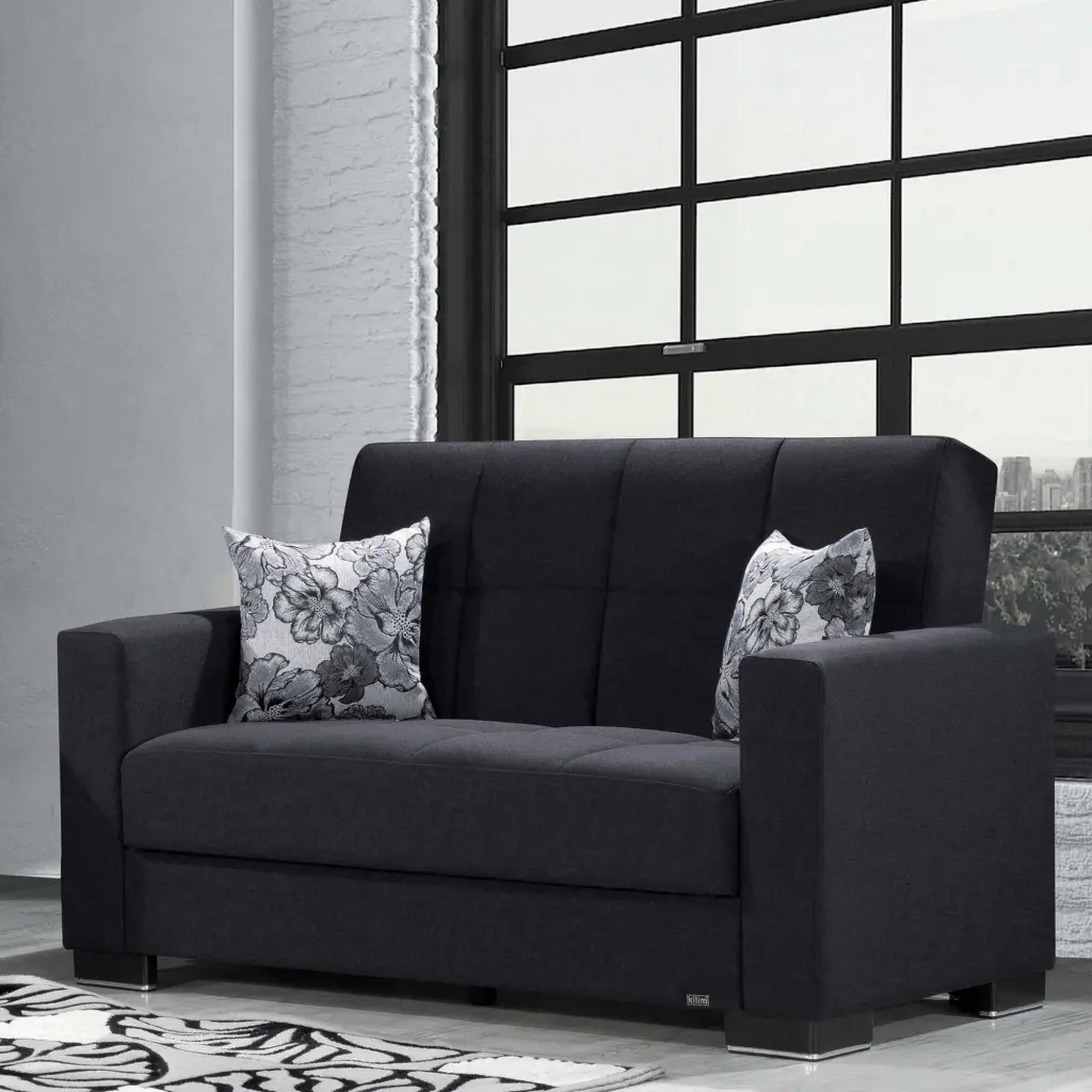 ARMADA LOVESEAT 11 Denim Dark Blue Durable Fabric Sofa Ottomanson