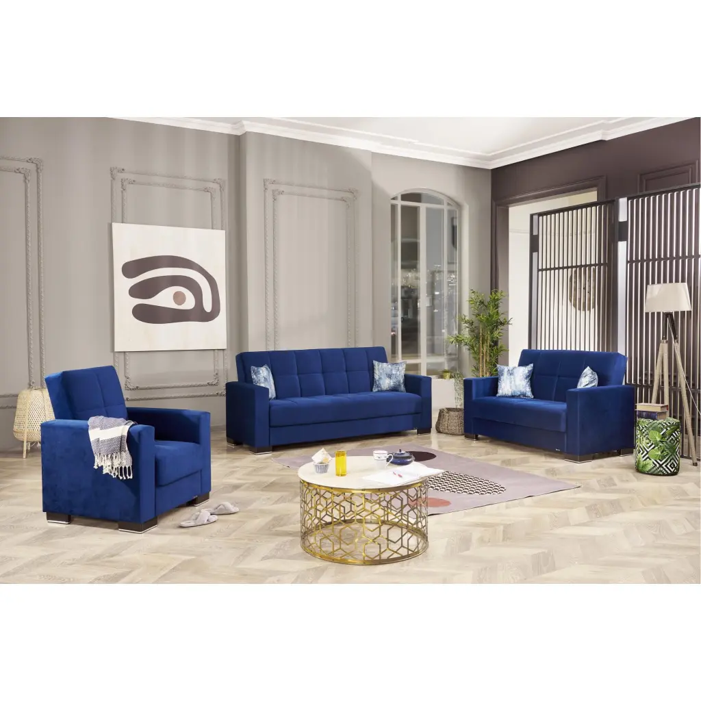 ARMADA LOVESEAT 4 Microfiber Blue Compact Loveseat Small Spaces Ottomanson