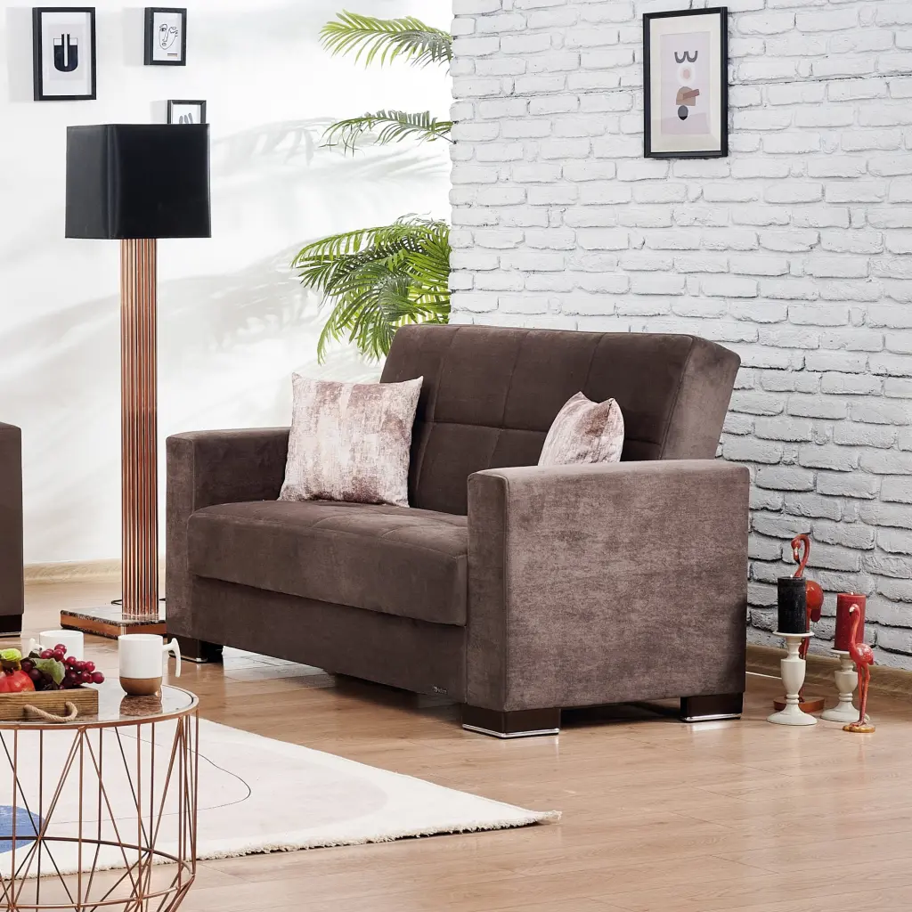 ARMADA LOVESEAT 8 Microfiber Brown Comfortable Loveseat Sofa Ottomanson
