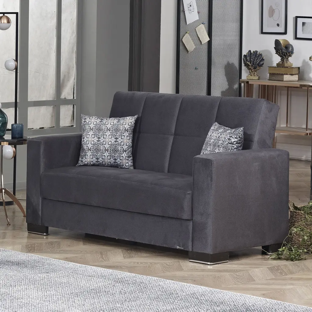 ARMADA LOVESEAT 1 Microfiber Gray Compact Sofa Small Spaces Ottomanson