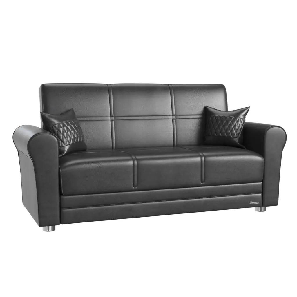 AVALON NEW LOVESEAT ZEN BLACK - Contemporary Two-Seater Sofa Ottomanson
