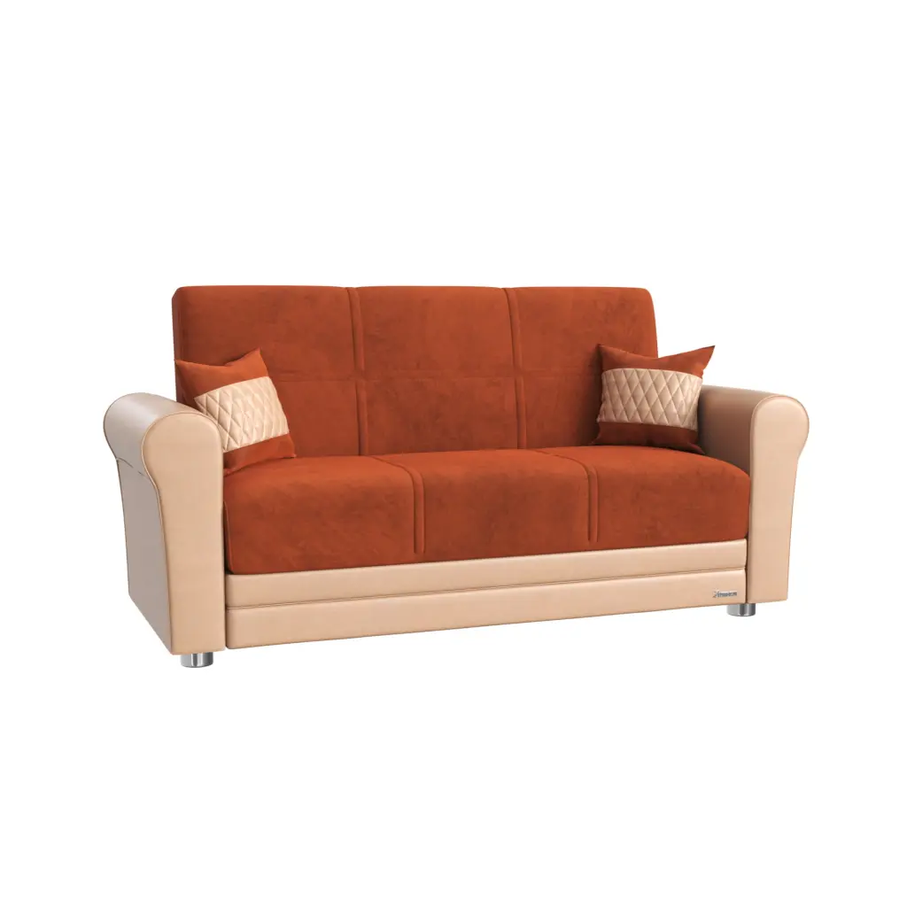 Avalon New Orange Loveseat Sofa Modern Living Room Furniture Ottomanson
