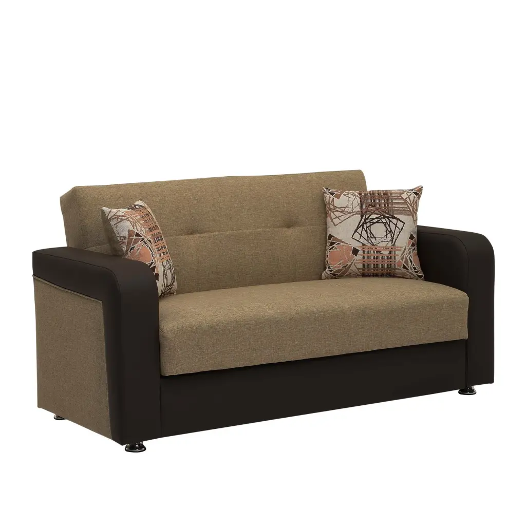 HARMONY LOVE BROWN PU Loveseat - Stylish 2-Seater Sofa Modern Living Room Ottomanson