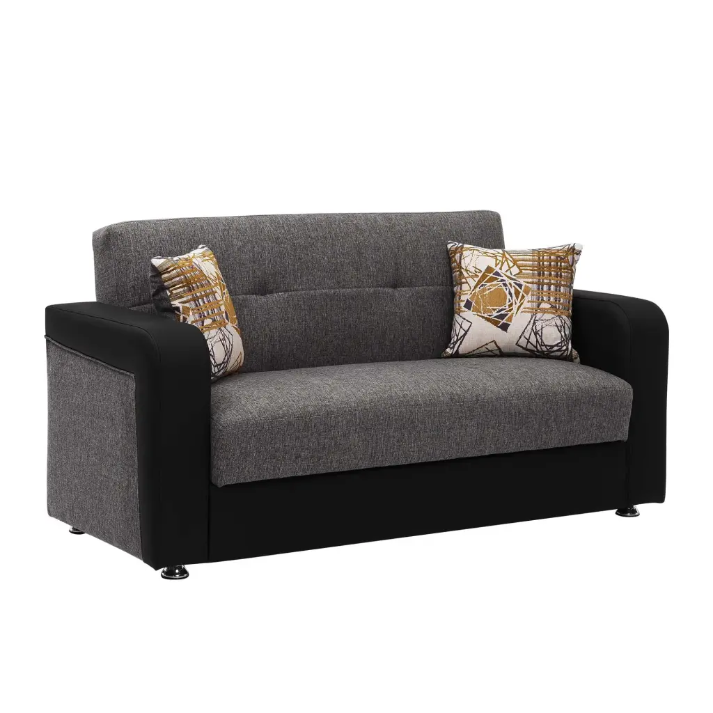 Harmony Love Gray PU Loveseat Durable and Easy to Clean Ottomanson