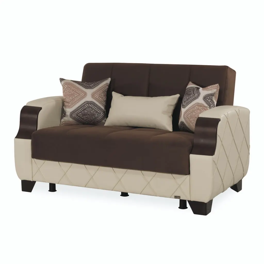 MOLINA Dark Brown Cream Loveseat Stylish Comfortable Sofa Elegant Living Room Ottomanson