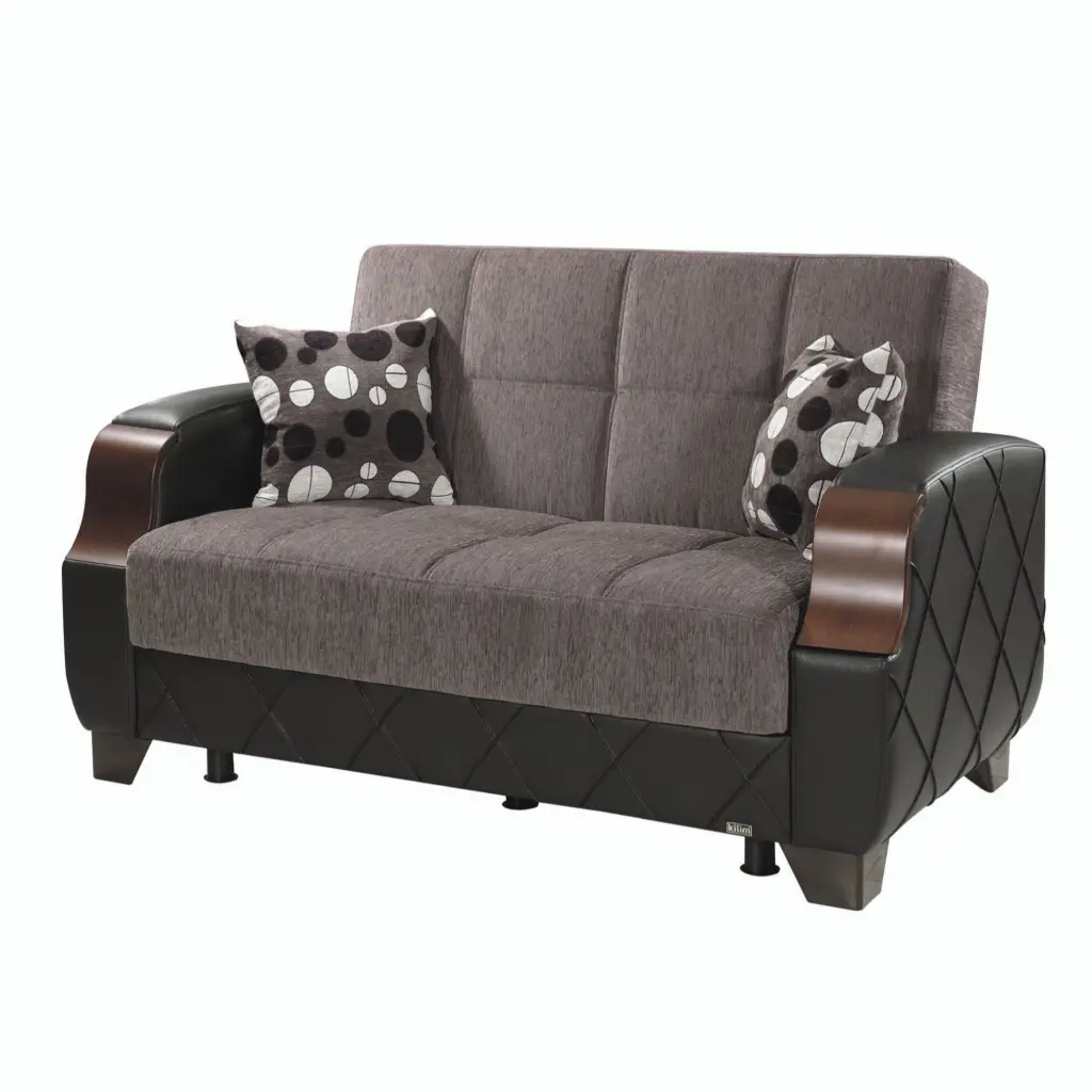 MOLINA Floket Gray Loveseat Plush Comfortable Sofa Modern Living Room Ottomanson