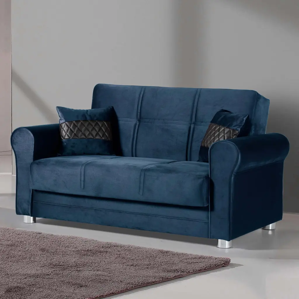 SARA LOVESEAT BLUE Comfortable 2-Seater Sofa Living Room or Bedroom Ottomanson