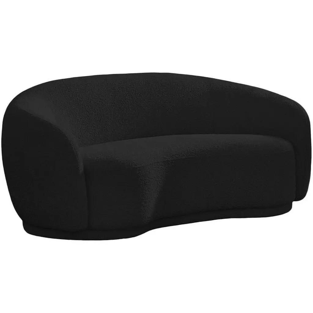Pemberly Row Contemporary Boucle Fabric Loveseat Rounded Back Black
