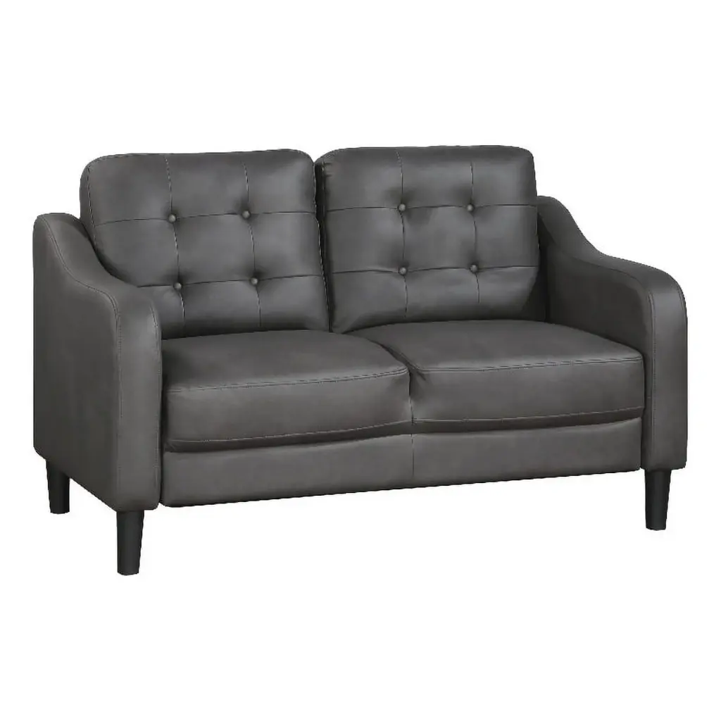 Pemberly Row Contemporary Polished Microfiber Loveseat Gray Comfortable Living Room Couch