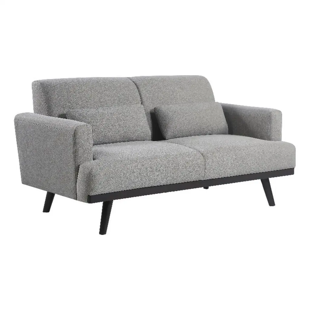 Pemberly Row Mid-Century Fabric Upholstered Loveseat Gray