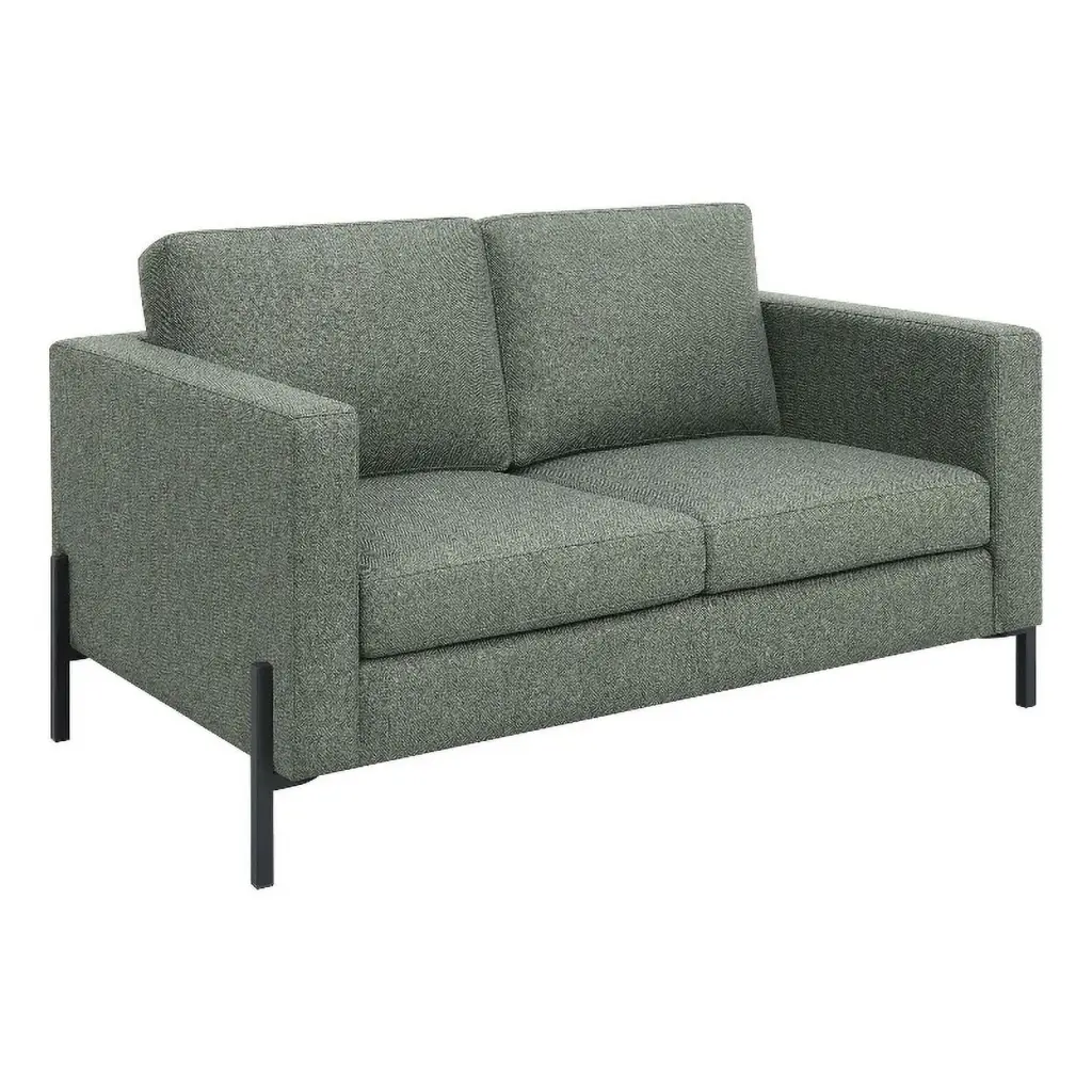 Pemberly Row Upholstered Fabric Loveseat Track Arms Sage