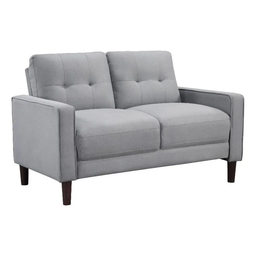 Pemberly Row Upholstered Fabric Loveseat Track Arms Gray